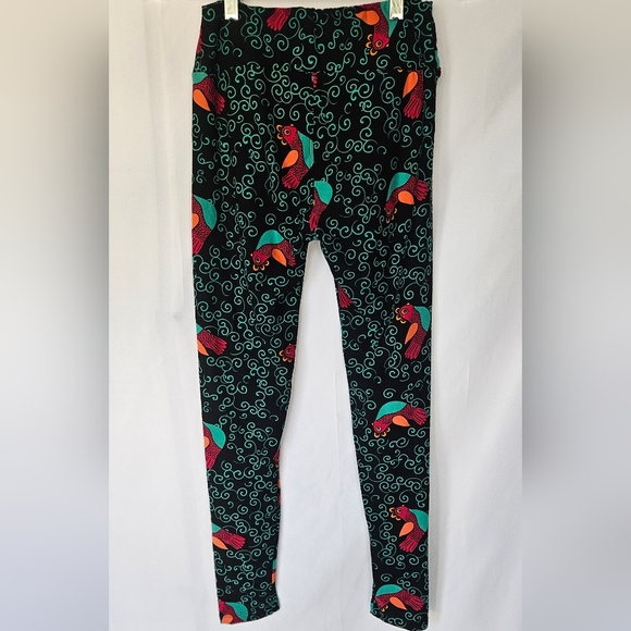 ❤️3/$12 Lularoe Colorful Bird and Floral Patterned Legging Set Of 2 - Picture 7 of 8